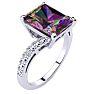 4 Carat Octagon Shape Mystic Topaz Ring With Diamonds In 10 Karat White Gold Image-2