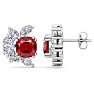 1 3/4 Carat Cushion Cut Ruby and Lab Grown Diamond Cluster Stud Earrings In 14 Karat White Gold Image-1