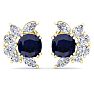 1 3/4 Carat Cushion Cut Sapphire and Lab Grown Diamond Cluster Stud Earrings In 14 Karat Yellow Gold Image-3