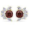 1 3/4 Carat Cushion Cut Garnet and Lab Grown Diamond Cluster Stud Earrings In 14 Karat Yellow Gold Image-3