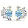 1 3/4 Carat Cushion Cut Aquamarine and Lab Grown Diamond Cluster Stud Earrings In 14 Karat Yellow Gold Image-3
