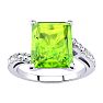 4ct Octagon Peridot and Diamond Ring in 10k White Gold Image-1