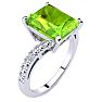 4ct Octagon Peridot and Diamond Ring in 10k White Gold Image-2