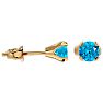0.60 Carat Blue Topaz Stud Earrings in Yellow Gold Image-3