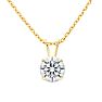 1 1/2 Carat Lab Grown Diamond Solitaire Necklace In Yellow Gold With Free Chain Image-1