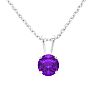 1 Carat Amethyst Solitaire Necklace In White Gold With Free Chain Image-1