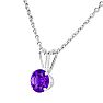 1 Carat Amethyst Solitaire Necklace In White Gold With Free Chain Image-3