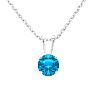 1 Carat Blue Topaz Solitaire Necklace In White Gold With Free Chain Image-1