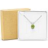 1 Carat Peridot Solitaire Necklace In White Gold With Free Chain Image-6
