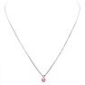 1 Carat Pink Topaz Solitaire Necklace In White Gold With Free Chain Image-4