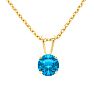 1 Carat Blue Topaz Solitaire Necklace In Yellow Gold With Free Chain Image-1