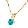 1 Carat Blue Topaz Solitaire Necklace In Yellow Gold With Free Chain Image-3