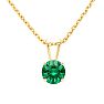 1 Carat Emerald Solitaire Necklace In Yellow Gold With Free Chain Image-1