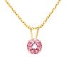 1 Carat Pink Topaz Solitaire Necklace In Yellow Gold With Free Chain Image-1