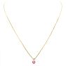 1 Carat Pink Topaz Solitaire Necklace In Yellow Gold With Free Chain Image-4