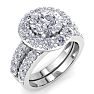 4 Carat Halo Lab Grown Diamond Bridal Set In Sterling Silver Image-2