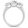 3 Carat Lab Grown Diamond Three Stone Engagement Ring In Sterling Silver Image-3