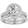 2 1/2 Carat Halo Lab Grown Diamond Bridal Set In Sterling Silver Image-1