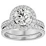 3 Carat Halo Lab Grown Diamond Bridal Set In Sterling Silver Image-1