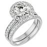 3 Carat Halo Lab Grown Diamond Bridal Set In Sterling Silver Image-2