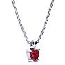 1/2ct Created Ruby and Diamond Heart Necklace in 10k White Gold Image-2