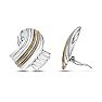 Estate Jewelry Sterling Silver Large Ribbon Earrings With Yellow Gold Rope Trim And Clip-On Backs Image-2