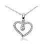 Estate Jewelry Heart Necklace With Cubic Zirconia In Sterling Silver, 18 Inches Image-1