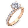 Moissanite Engagement Ring; 1 1/2 Carat Round Shape Hidden Halo Moissanite Engagement Ring In 14 Karat Rose Gold Image-1