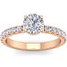 Moissanite Engagement Ring; 1 1/2 Carat Round Shape Hidden Halo Moissanite Engagement Ring In 14 Karat Rose Gold Image-2