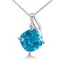 Blue Topaz Jewelry: 5ct Cushion Cut Blue Topaz and Diamond Pendant in 10k White Gold Image-1