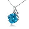 Blue Topaz Jewelry: 5ct Cushion Cut Blue Topaz and Diamond Pendant in 10k White Gold Image-2