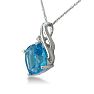 Blue Topaz Jewelry: 5ct Cushion Cut Blue Topaz and Diamond Pendant in 10k White Gold Image-3