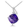 5ct Cushion Cut Amethyst and Diamond Pendant in 10k White Gold Image-1