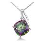 5 Carat Cushion Shape Mystic Topaz Necklace and Diamonds In 10 Karat White Gold, 18 Inches Image-1