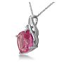 Pink Gemstones 5ct Cushion Cut Pink Topaz and Diamond Pendant in 10k White Gold Image-3