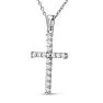 1/4 Carat Diamond Cross Necklace In Sterling Silver With Free Chain, 18 Inches Image-3
