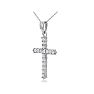 1 Carat Diamond Cross Necklace In Sterling Silver With Free Chain, 18 Inches Image-3