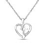0.03 Carat Diamond Cross and Heart Necklace In Sterling Silver With Free Chain, 18 Inches Image-1