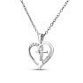 0.03 Carat Diamond Cross and Heart Necklace In Sterling Silver With Free Chain, 18 Inches Image-3
