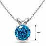 3/4 Carat Round Shape Blue Diamond Solitaire Necklace in White Gold Image-4