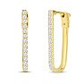 Estate Jewelry 1 Carat Lab Grown Diamond Hoop Earrings In 14 Karat Yellow Gold, 1 Inch Image-1