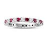 Estate Jewelry 1 Carat Round Ruby and Diamond Eternity Ring In 14 Karat White Gold, Ring Size 7 Image-1