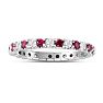 Estate Jewelry 1 Carat Round Ruby and Diamond Eternity Ring In 14 Karat White Gold, Ring Size 7 Image-3