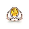 1 1/2 Carat Oval Shape Citrine and Halo Diamond Ring In 14 Karat Rose Gold Image-1