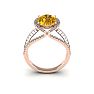 1 1/2 Carat Oval Shape Citrine and Halo Diamond Ring In 14 Karat Rose Gold Image-4