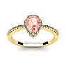3/4 Carat Pear Shape Morganite and Halo Diamond Ring In 14 Karat Yellow Gold Image-1