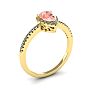 3/4 Carat Pear Shape Morganite and Halo Diamond Ring In 14 Karat Yellow Gold Image-2