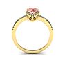 3/4 Carat Pear Shape Morganite and Halo Diamond Ring In 14 Karat Yellow Gold Image-4