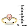 3/4 Carat Pear Shape Morganite and Halo Diamond Ring In 14 Karat Yellow Gold Image-5