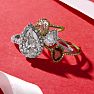 3/4 Carat Pear Shape Morganite and Halo Diamond Ring In 14 Karat Yellow Gold Image-7